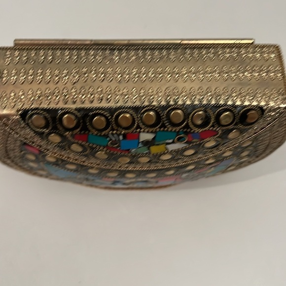 Handmade Handbag Shoulder Bag Made of Metal and Tile 7”x5.5”x1.5” - Picture 4 of 6